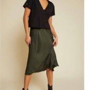 NATION LTD OLIVE GREEN MABEL MIDI SKIRT